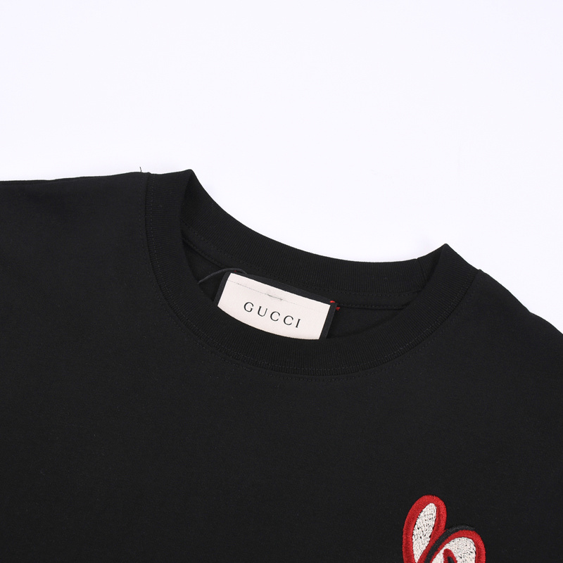 Футболка Gucci Embroidered Rabbit Emblem "Black" фото № 5