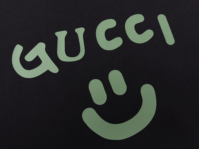 Футболка Gucci Logo And Smile Print "Black" фото № 3