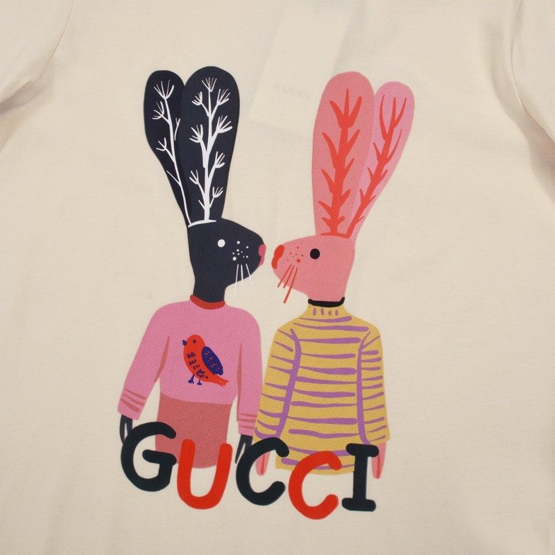 Футболка Gucci Lovebirds Hares Print "Cream" фото № 7