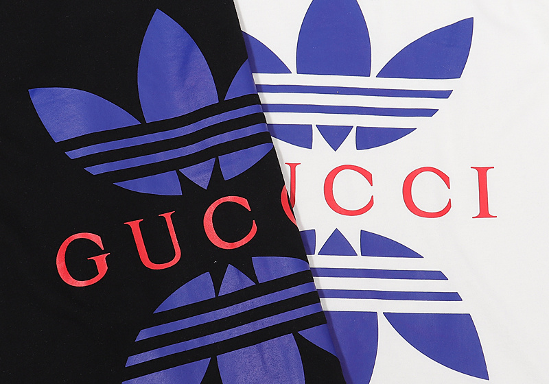 Футболка Gucci Adidas Logo Leaves "Black" фото № 2