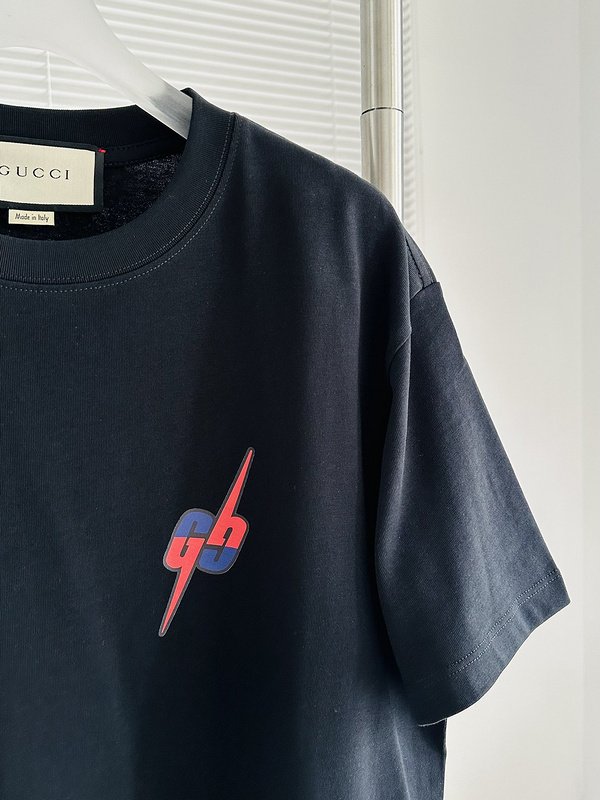 Футболка Gucci With Blue-Red Logo "Black" фото № 2