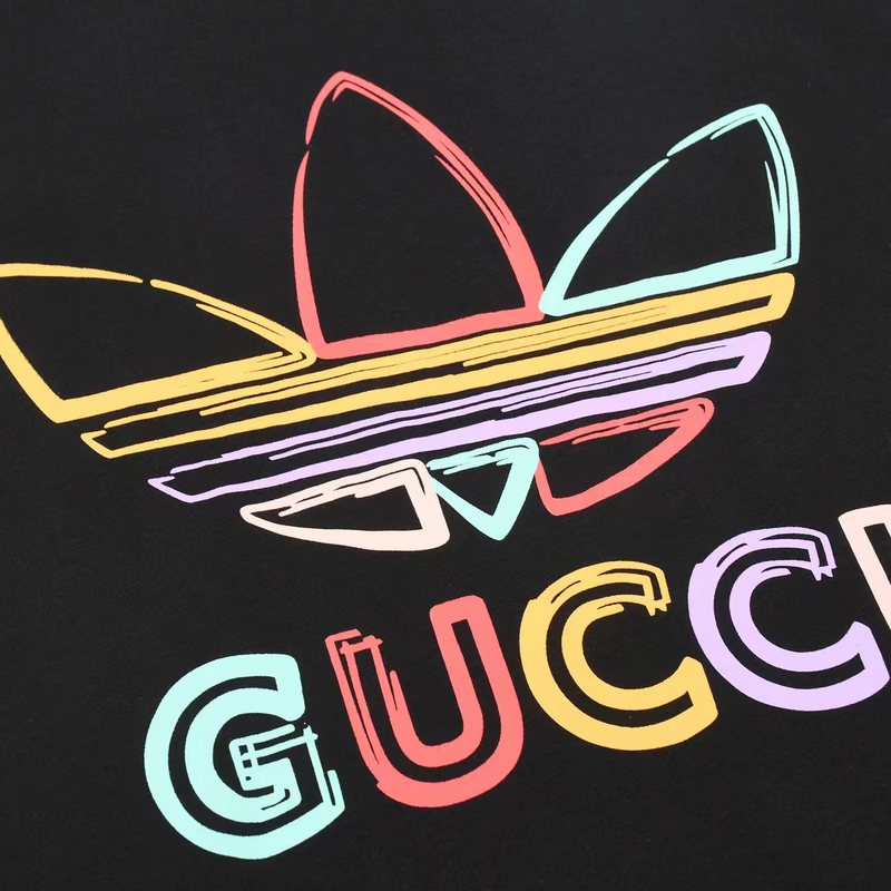 Футболка Gucci X Adidas Bright Logo Brands "Black" фото № 7