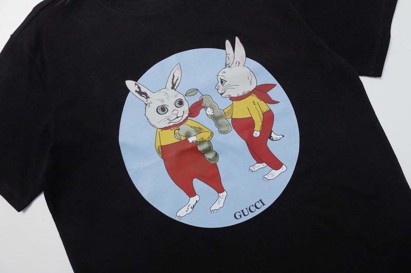 Футболка Gucci X Balenciaga With Rabbits On Blue Background "Black" фото № 4