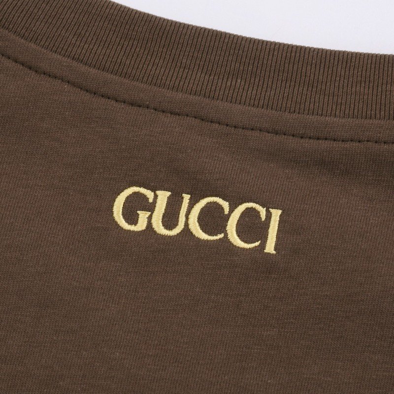 Футболка Gucci With Big Yellow Logo "Brown" фото № 2