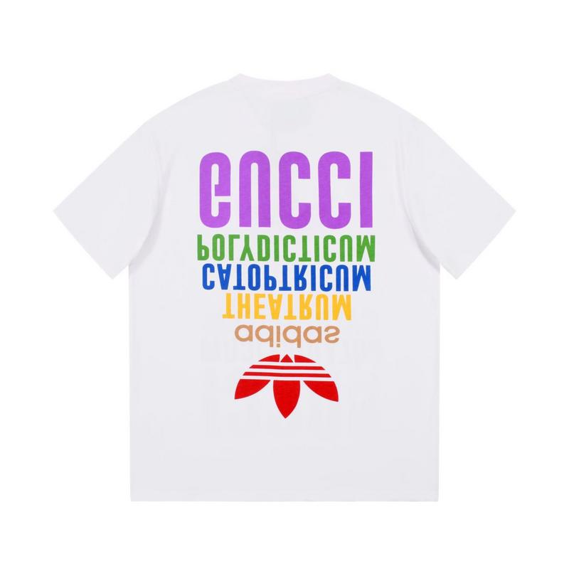 Футболка Gucci X Adidas With An Inscription Of Different Colors "White" фото № 2