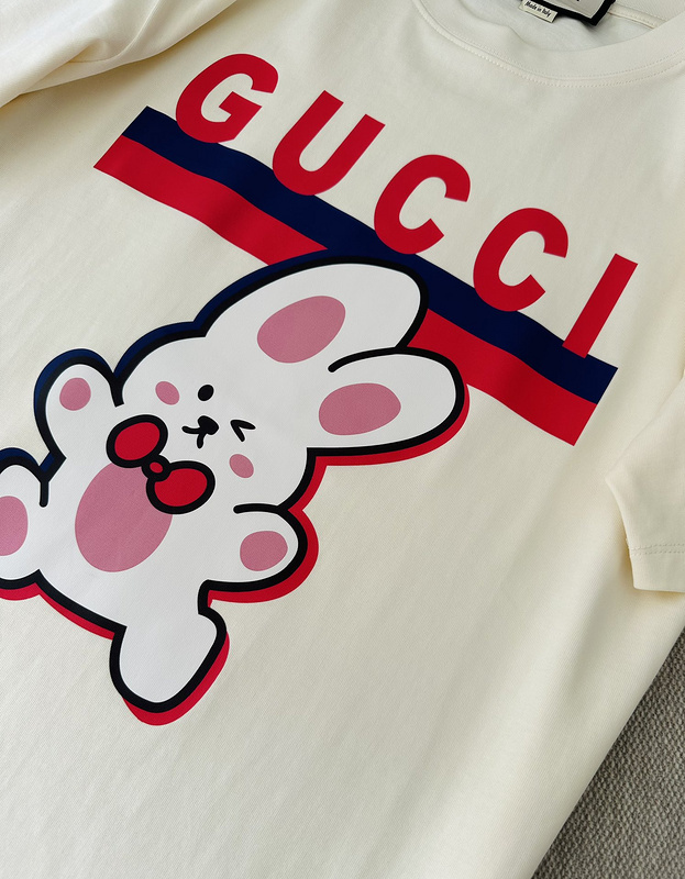Футболка Gucci Cute Bunny Print "White" фото № 2