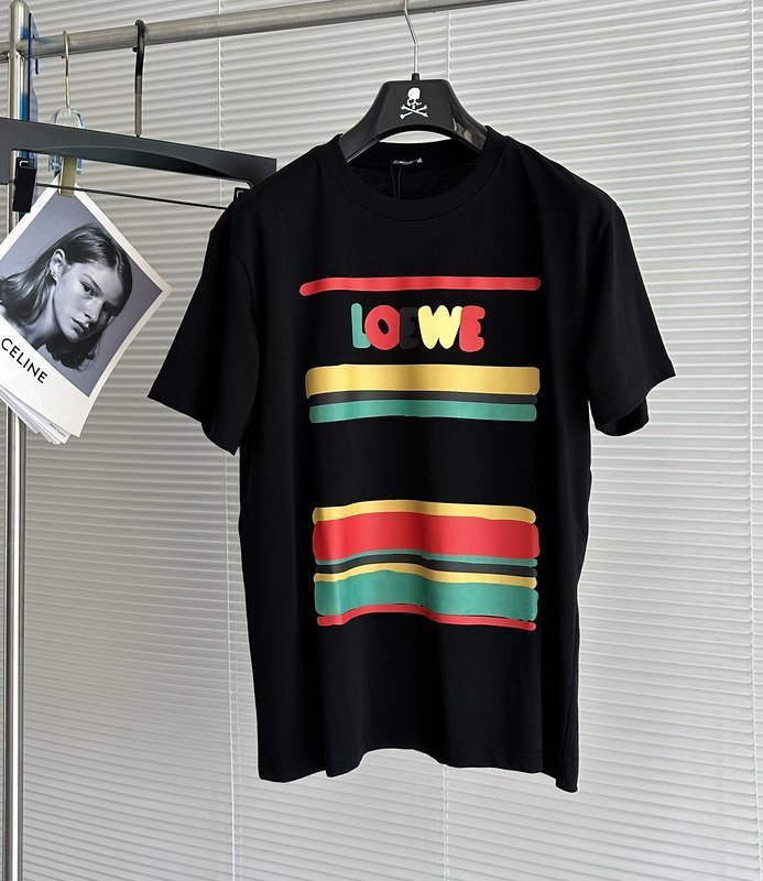 Футболка Loewe Colored Logo Stripes "Black" фото № 3