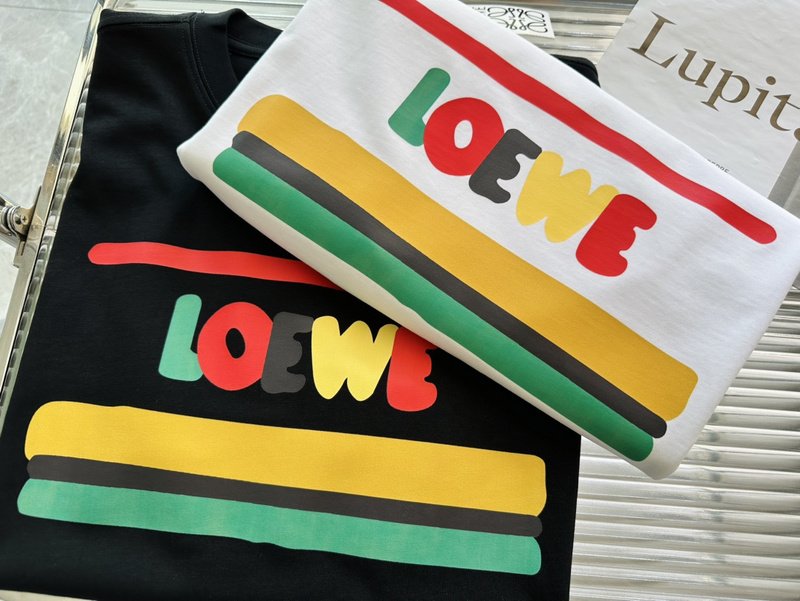 Футболка Loewe Colored Logo Stripes "Black" фото № 5