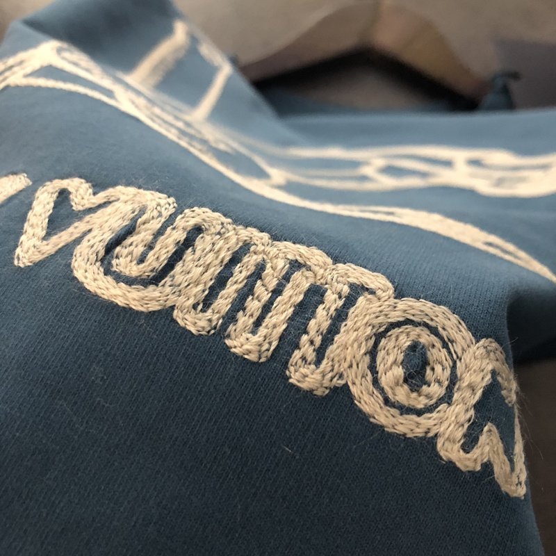 Футболка Louis Vuitton Embroidered Picture And Logo "Blue" фото № 8