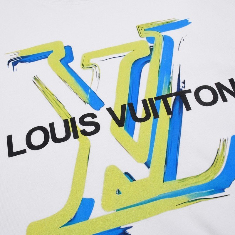 Футболка Louis Vuitton With Yellow-Blue Logo "White" фото № 4