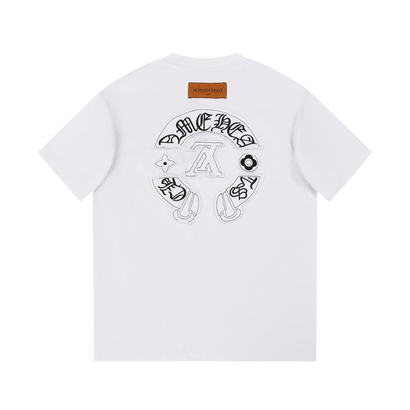 Футболка Louis Vuitton X Chrome Hearts With Two Logos "White" фото № 7