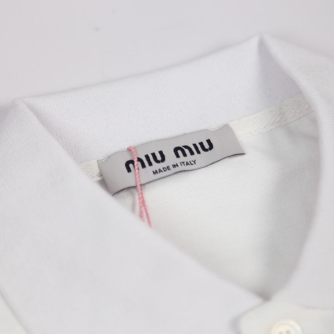 Футболка Miu Miu Embroidered Inscription "White" фото № 3