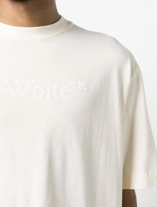 Футболка Off White Plain With Text Logo "White" фото № 6