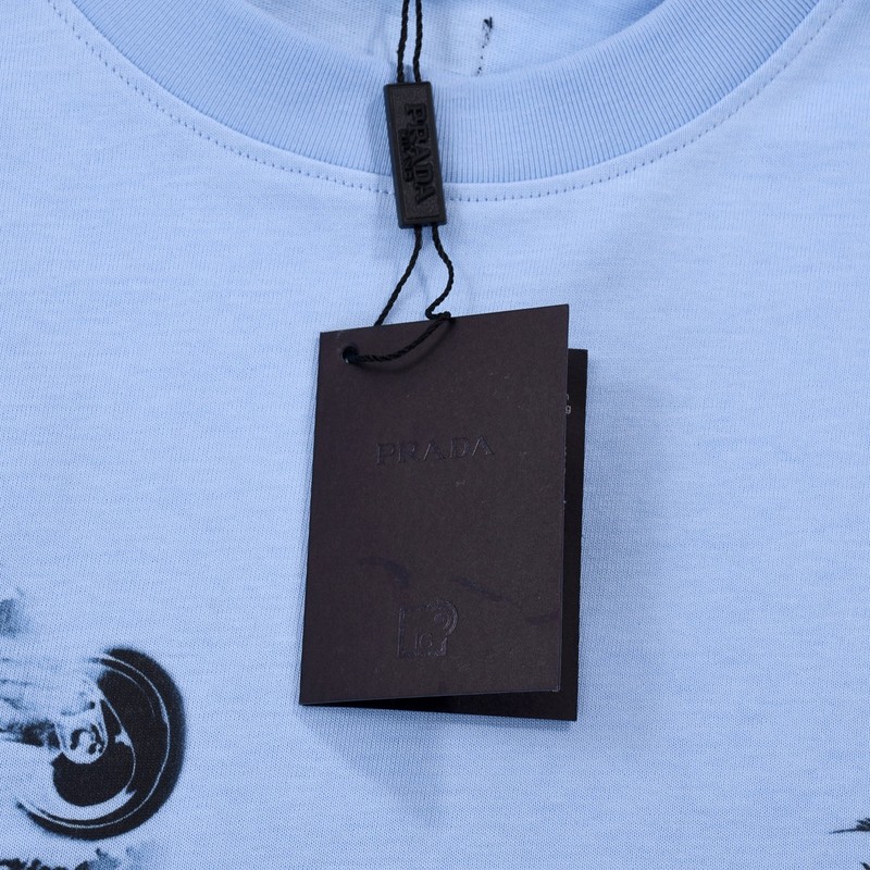 Футболка Prada Picture With Flowers "Blue" фото № 3