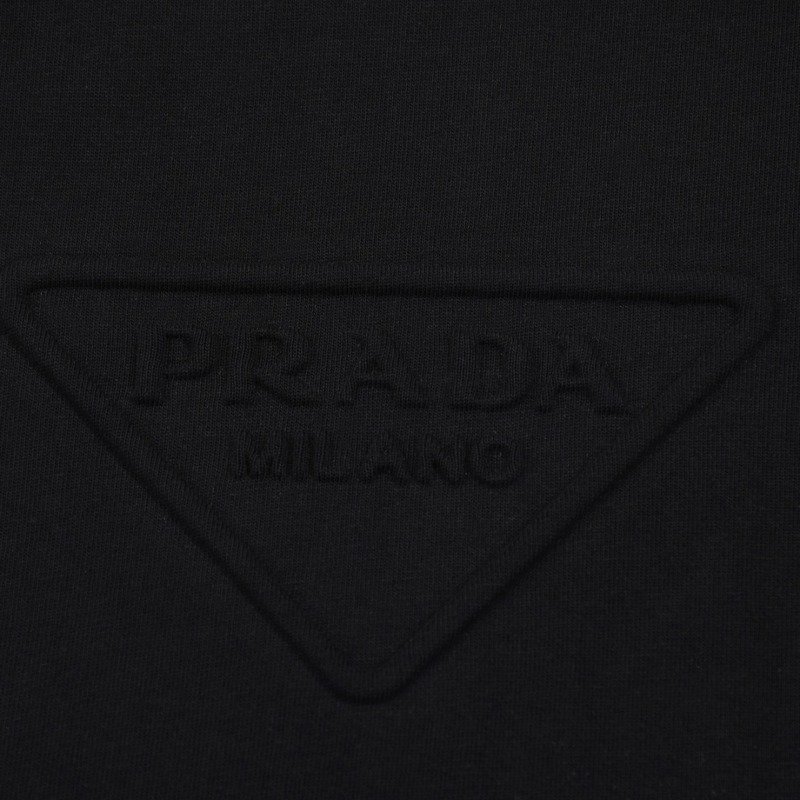 Футболка Prada Solid Color With Triangular Logo "Black" фото № 2