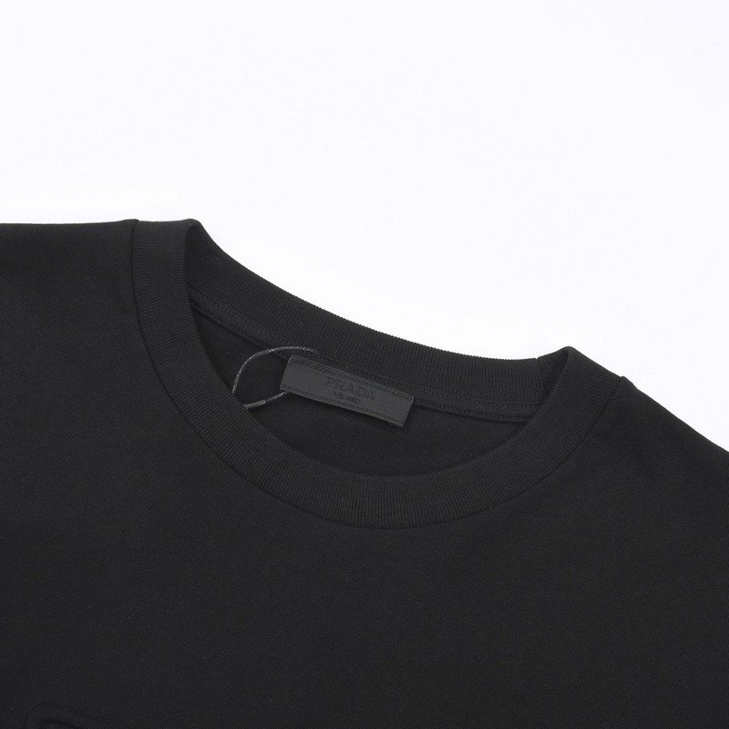 Футболка Prada Solid Color With Triangular Logo "Black" фото № 6