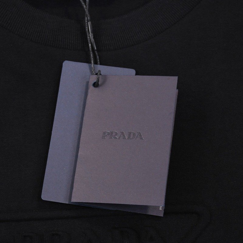 Футболка Prada Solid Color With Triangular Logo "Black" фото № 7