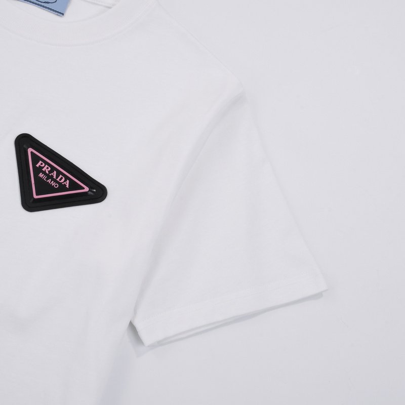 Футболка Prada Emblem With Pink Element "White" фото № 5