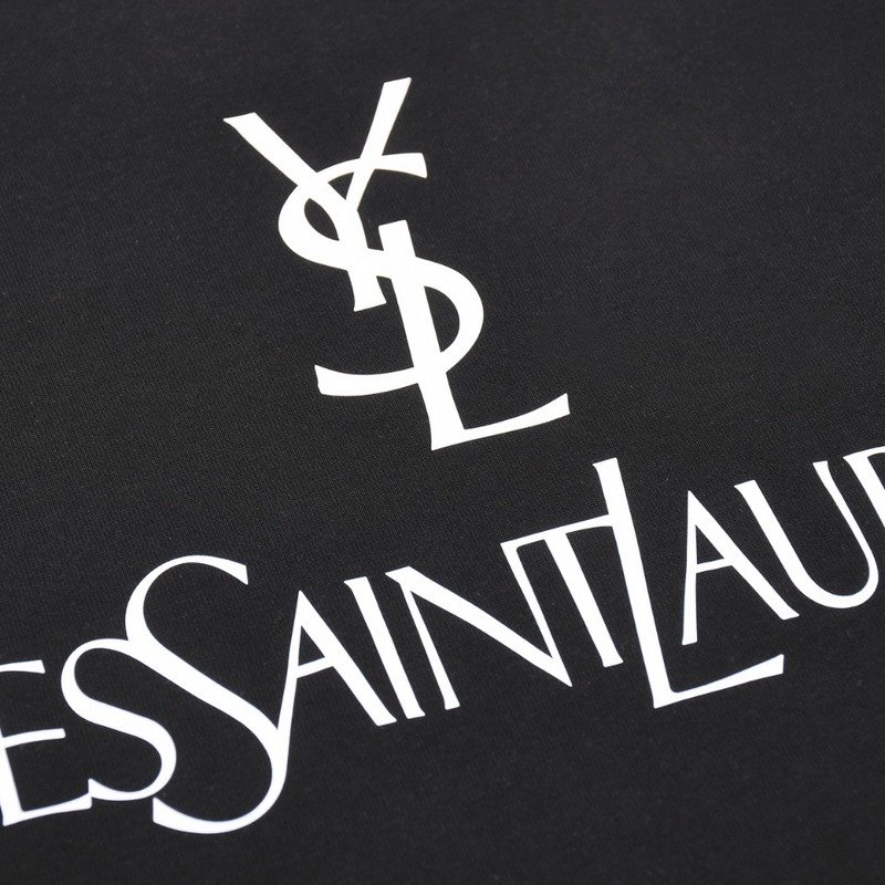 Футболка Saint Laurent With Emblem And Text Logo "Black" фото № 2