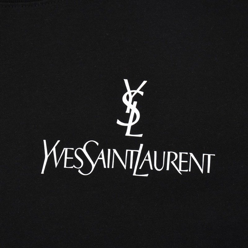 Футболка Saint Laurent With Emblem And Text Logo "Black" фото № 8