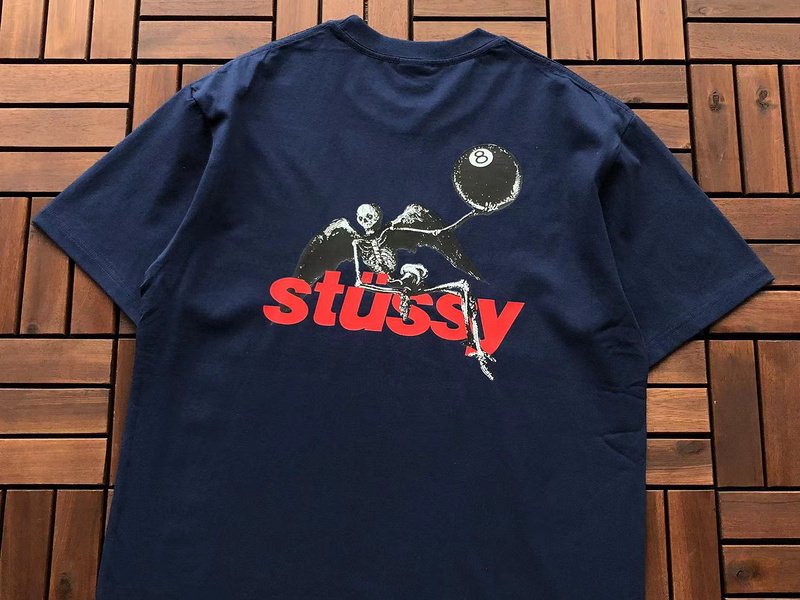 Футболка Stussy Skeleton With Wings "Blue" фото № 2