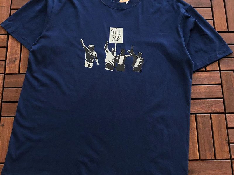 Футболка Stussy People At The Rally Print "Navy" фото № 2