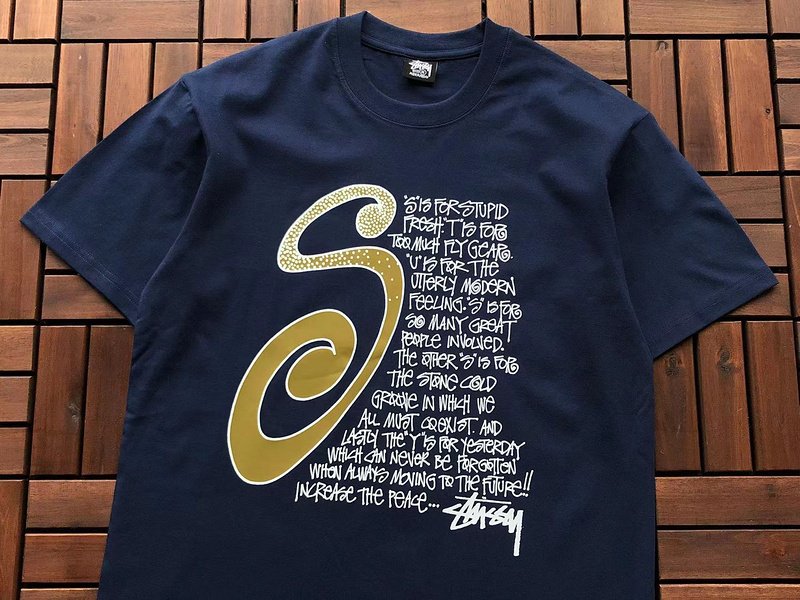 Футболка Stussy Big Letter With Text "Blue" фото № 2