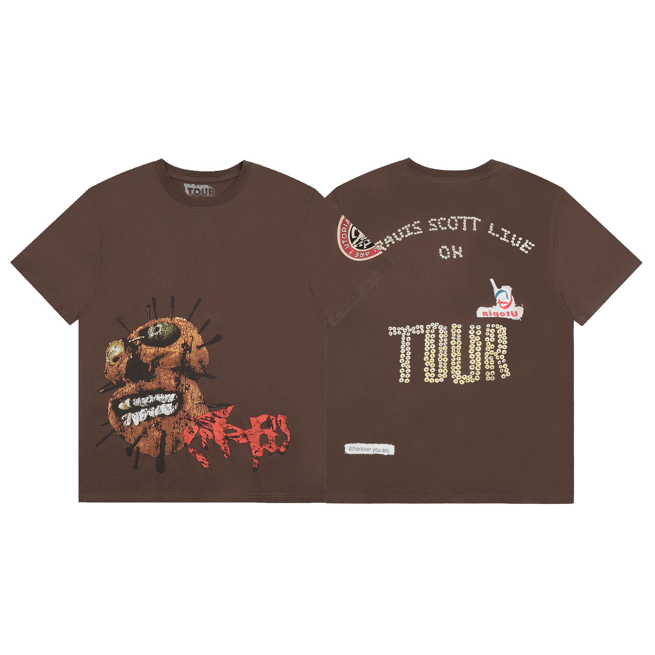 Футболка Cactus Jack Merch Utopia Travis Scott Liue Tour "Brown" фото № 8