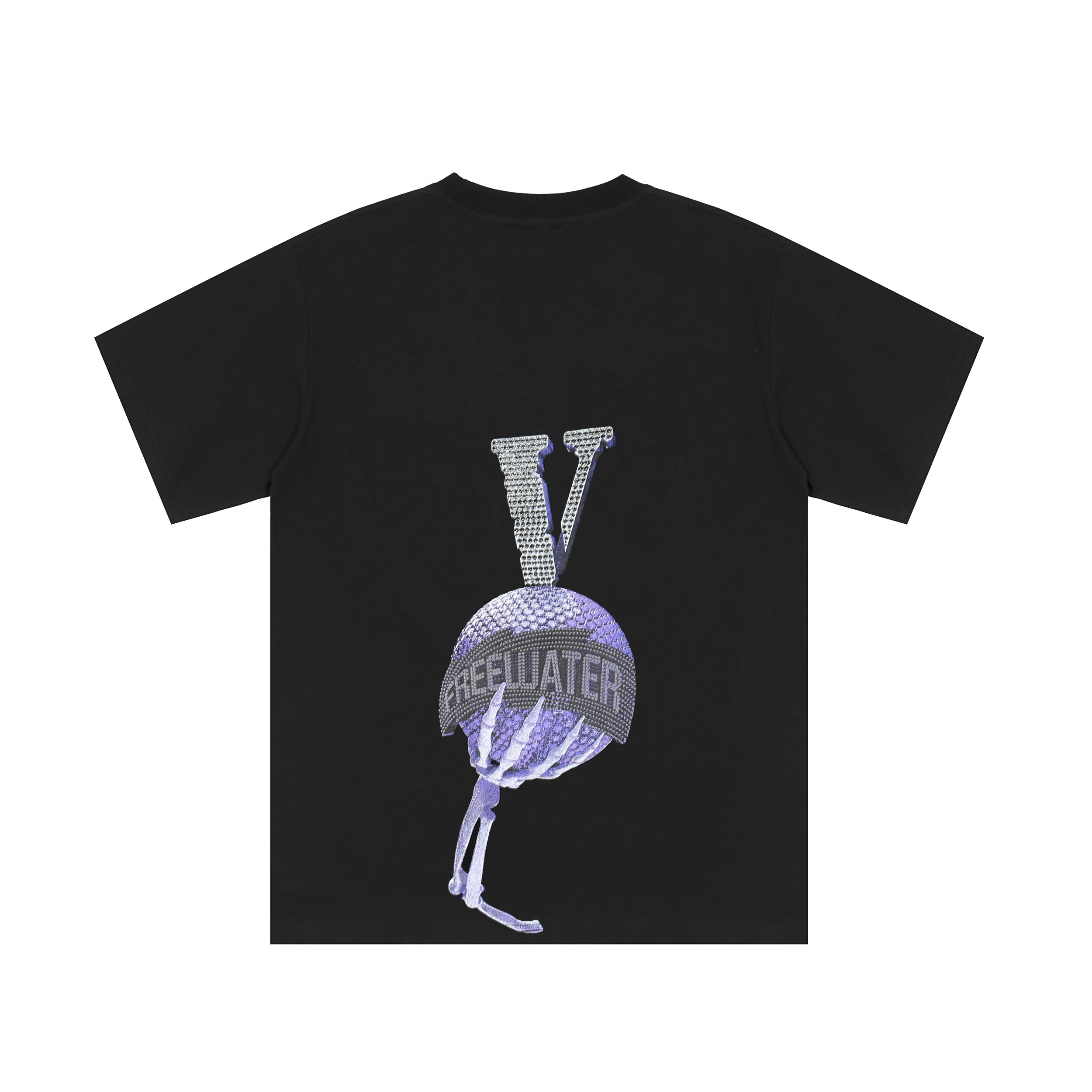 Футболка Vlone Freeluater Skeleton Middle Finger "Black" фото № 2