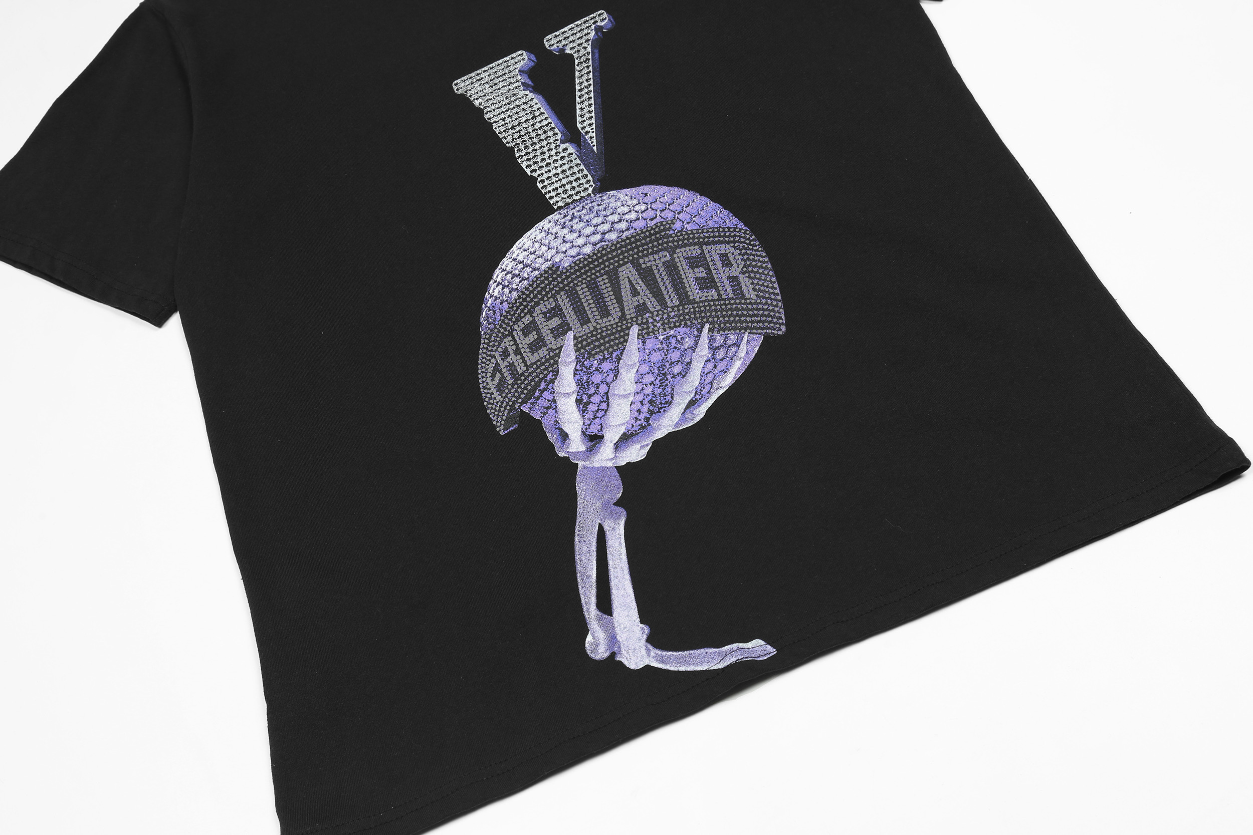 Футболка Vlone Freeluater Skeleton Middle Finger "Black" фото № 7