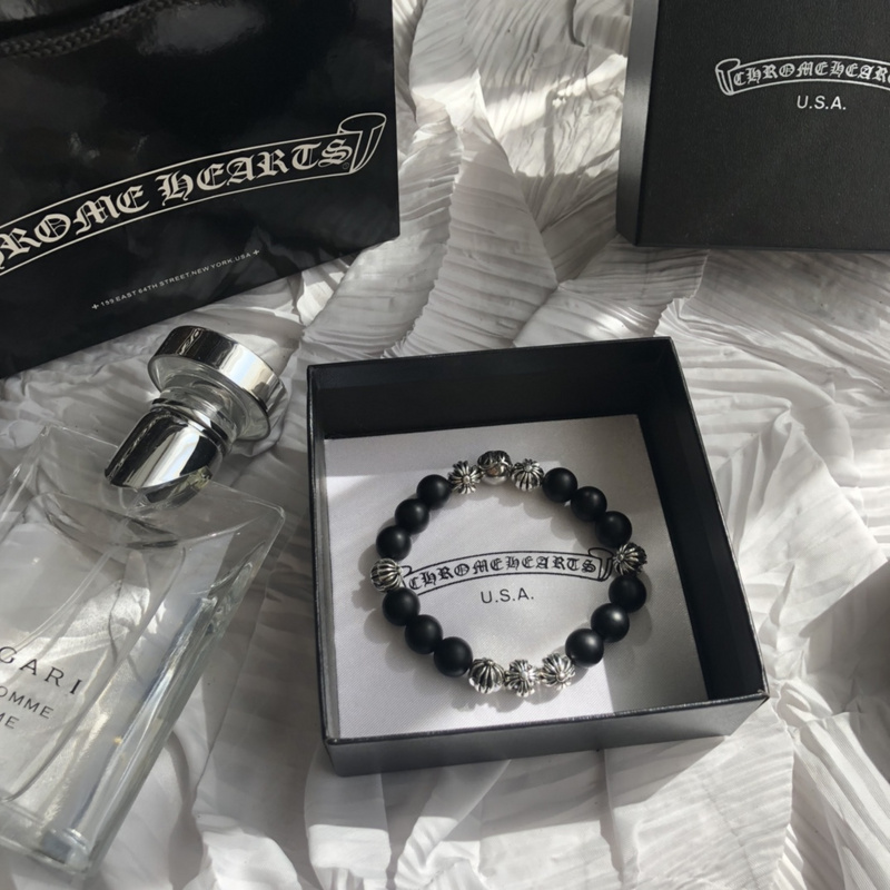 Браслет Chrome Hearts Beads "Black, Silver" фото № 4