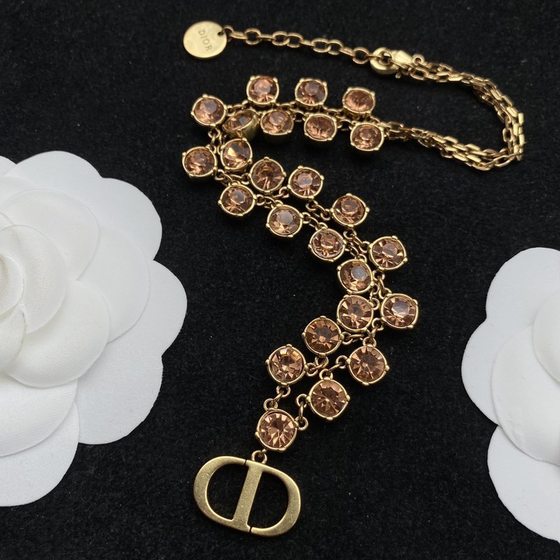 Ожерелье Dior Decoration With Symbols - Big Rhinestones "Gold" фото № 2