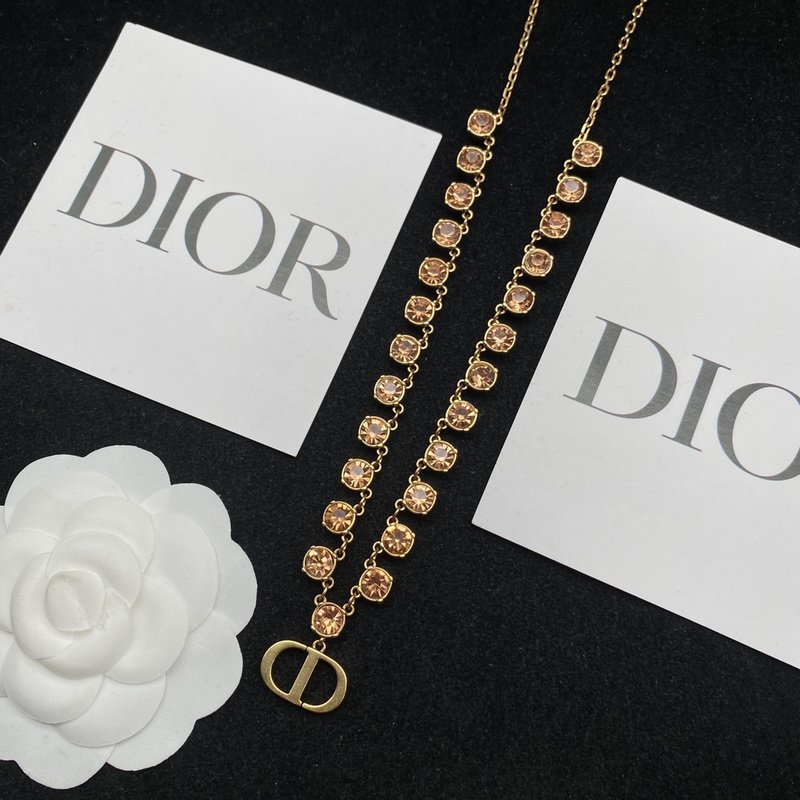 Ожерелье Dior Decoration With Symbols - Big Rhinestones "Gold" фото № 5