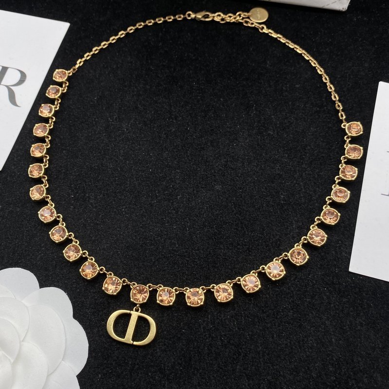 Ожерелье Dior Decoration With Symbols - Big Rhinestones "Gold" фото № 6