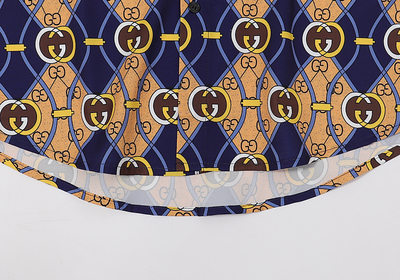 Рубашка Gucci Short Sleeve Curved Lines "Beige/Blue" фото № 8