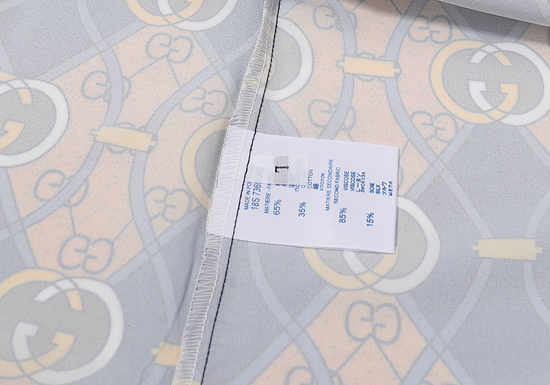Рубашка Gucci Short Sleeve Curved Lines "Beige/Blue" фото № 9