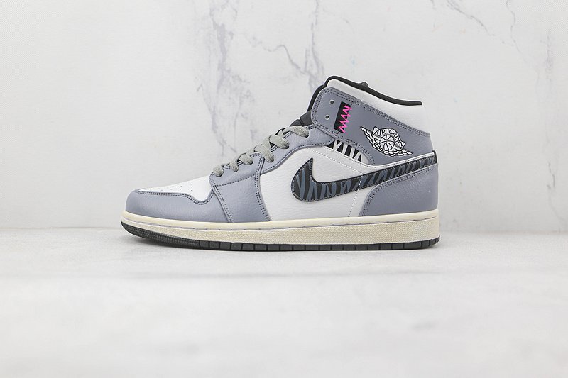 Air Jordan 1 Mid "White/Grey/Black" фото № 2