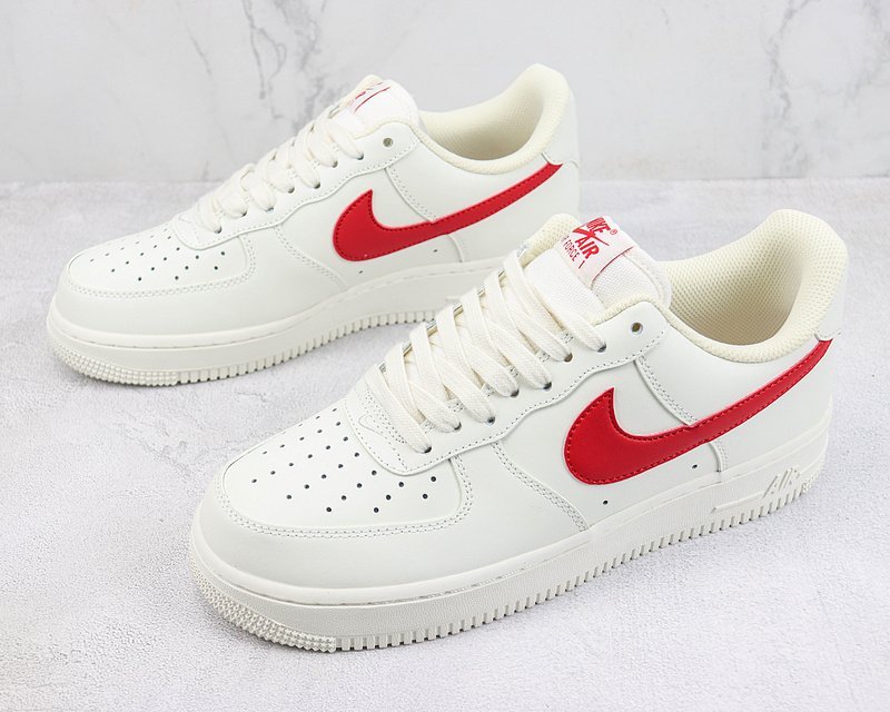 Nike Air Force 1 Low "White/Sport Red" фото № 5