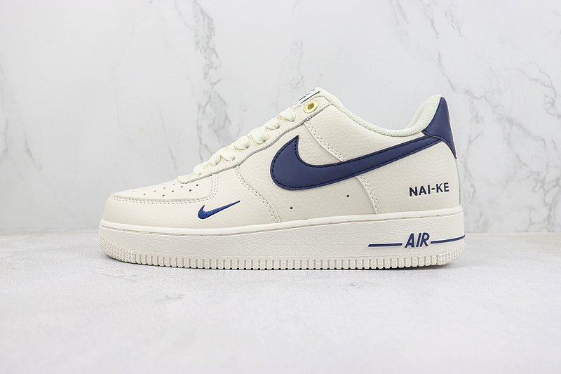 Nike Air Force 1 Low "NAI-KE Cream/Dark Blue" фото № 2
