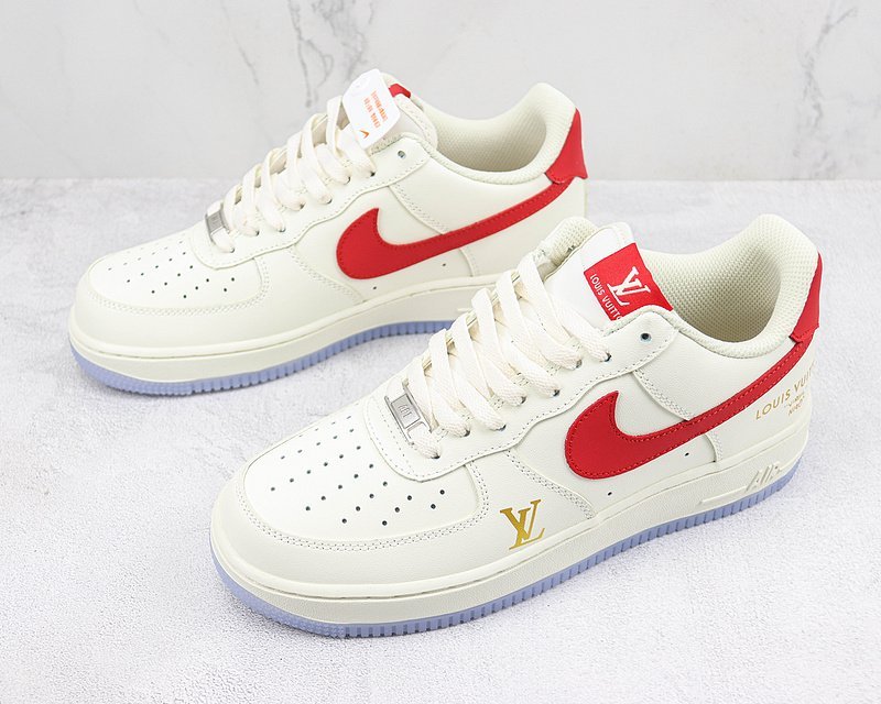 Louis Vuitton x Nike Air Force 1 Low "White/Red/Metallic Gold/Blue" фото № 5