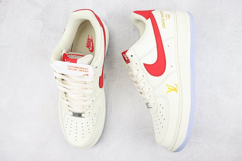 Louis Vuitton x Nike Air Force 1 Low "White/Red/Metallic Gold/Blue" фото № 7