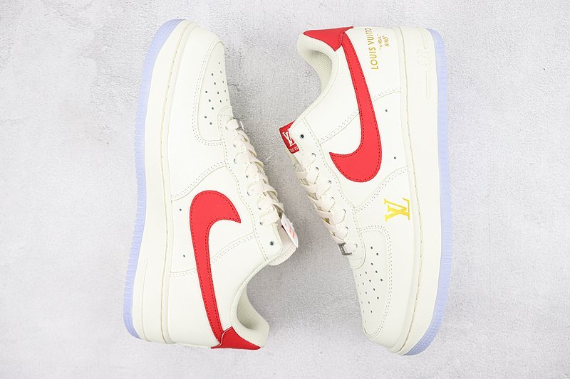 Louis Vuitton x Nike Air Force 1 Low "White/Red/Metallic Gold/Blue" фото № 6
