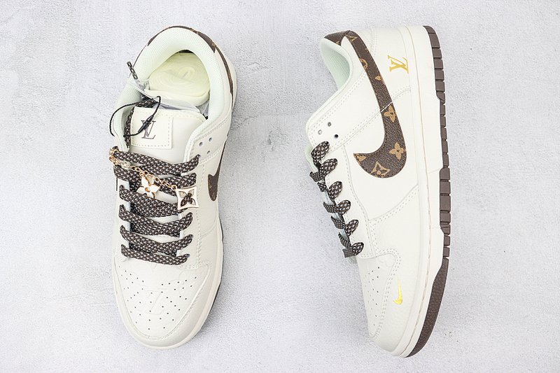 Louis Vuitton x Nike Dunk Low "Cedar Brown/Cream White/Monogram Swoosh" фото № 6