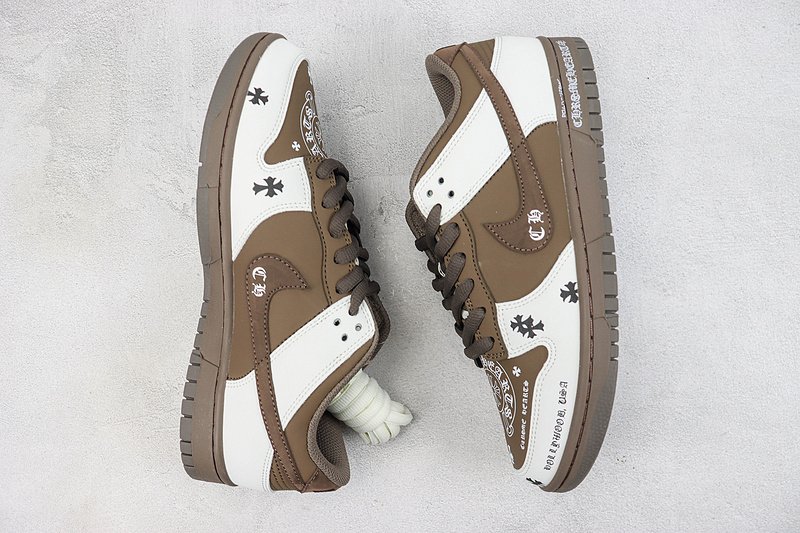 Chrome Hearts x Nike Dunk Low "White/Brown" фото № 7
