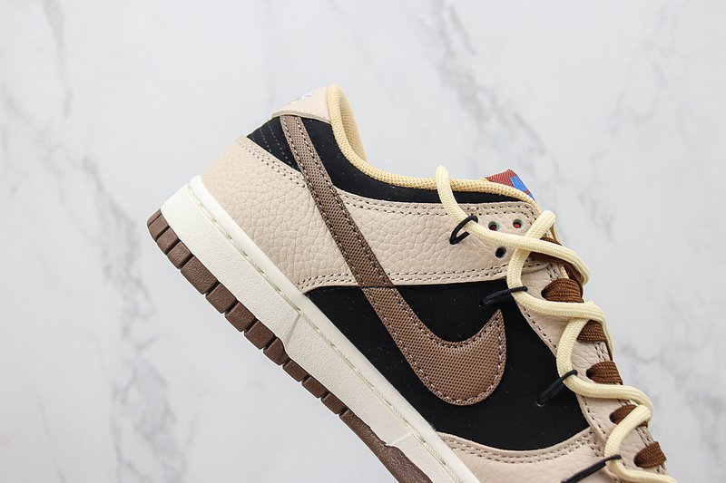 Nike Dunk Low Custom "Black/Dark Brown/Beige" фото № 3