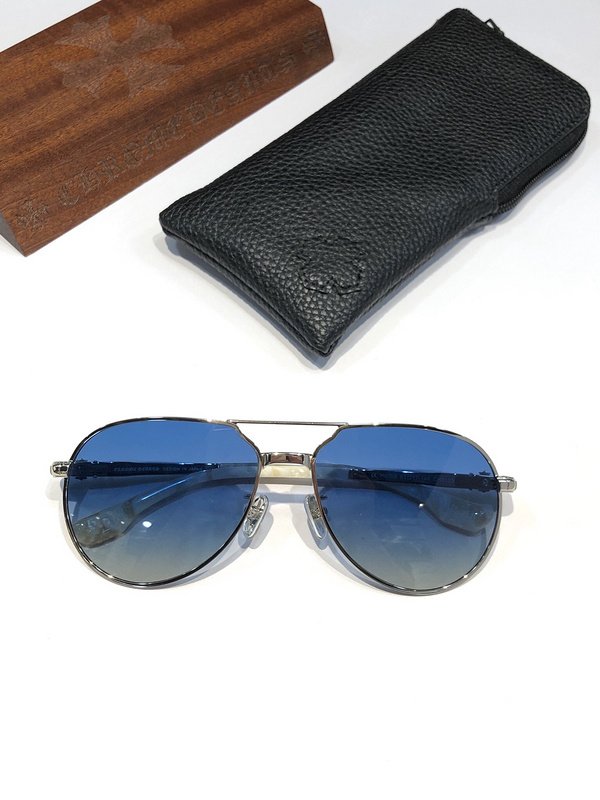 Солнцезащитные очки Chrome Hearts Temples With Crosses And Squares "Blue" фото № 2