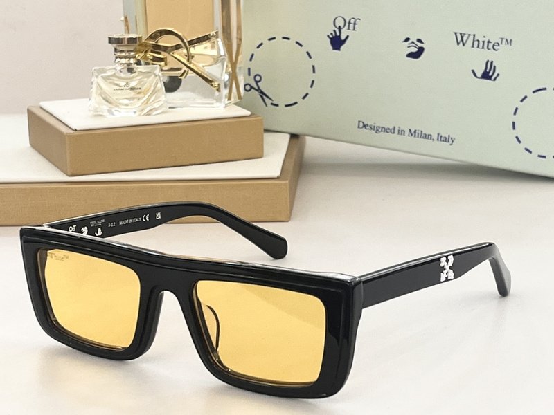 Солнцезащитные очки Off White Temples Decorated By Logo "Black/Yellow" фото № 2