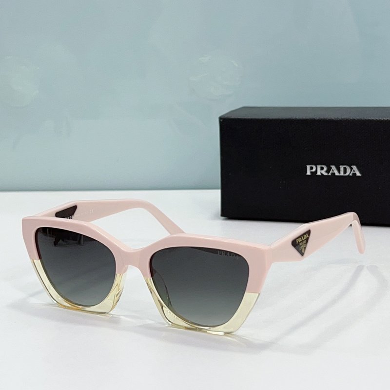 Солнцезащитные очки Prada Frame Decorated By Triangle And Logo "Pink/Gold" фото № 2