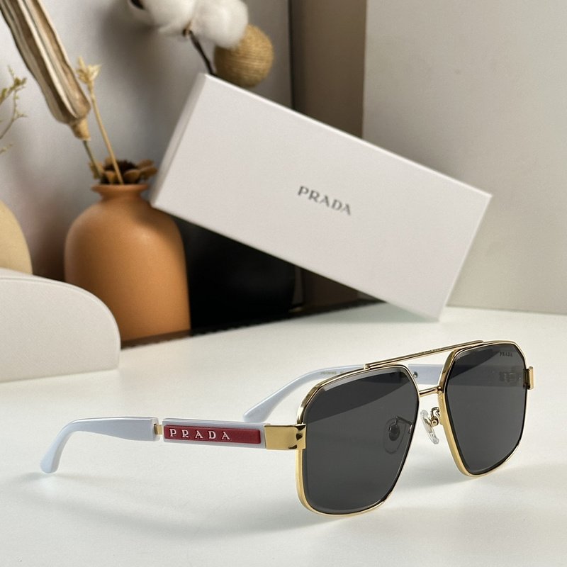 Солнцезащитные очки Prada Aviator Frame With Thin Temples And Logo "White" фото № 2