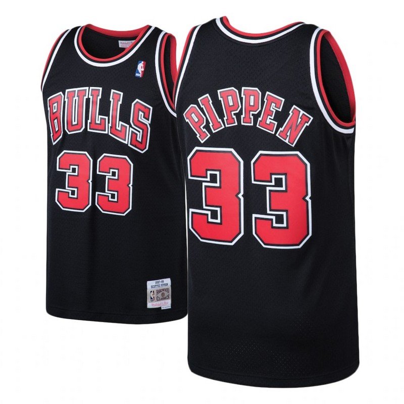 Баскетбольная Джерси NBA Chicago Bulls №33 Scottie Pippen With Logo "Black" фото № 2